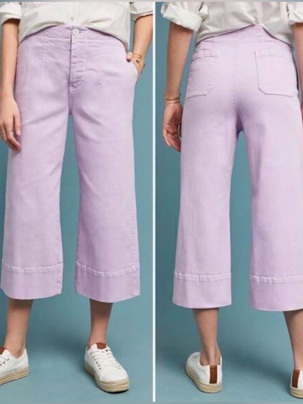 Anthropologie Pilcro Wide Leg Crop Jeans Womenโs 29 Lilac Purple Preppy Classic